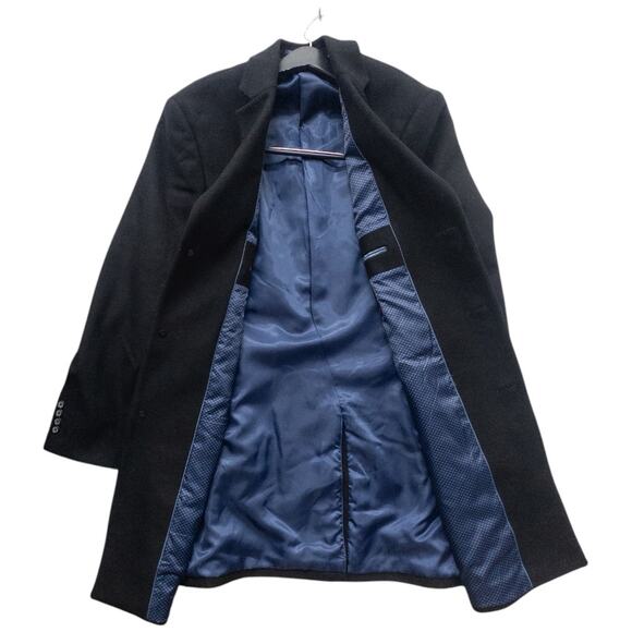 Hart Schaffner Marx Topcoat Dress Car Coat Men's 44R Wool Blend Black 3 Button - Picture 4 of 10
